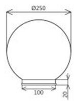 СВЕТИЛЬНИК ШАР ПММА 250ММ ОСН. 120ММ  плоское Цвет дымчатый Е27 УНИ ХАУСС